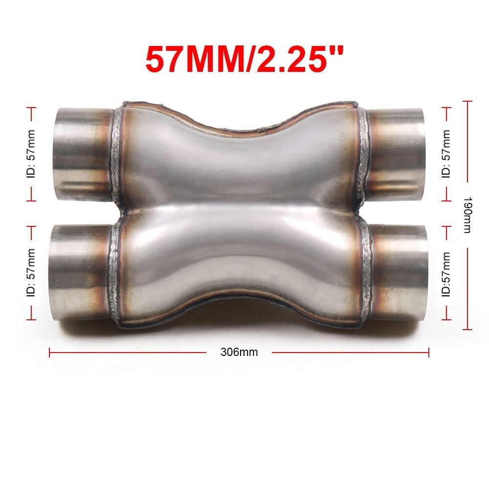 rura wydechowa 2.25'' 2.5'' 3'' Wejście/Wyjście Samochodowy Układ Wydechowy X-pipe Uniwersalna Końcówka Tłumika Ze Stali Nierdzewnej Czterokierunkowa Rura Wydechowa stalowy wąż(2.25inch)