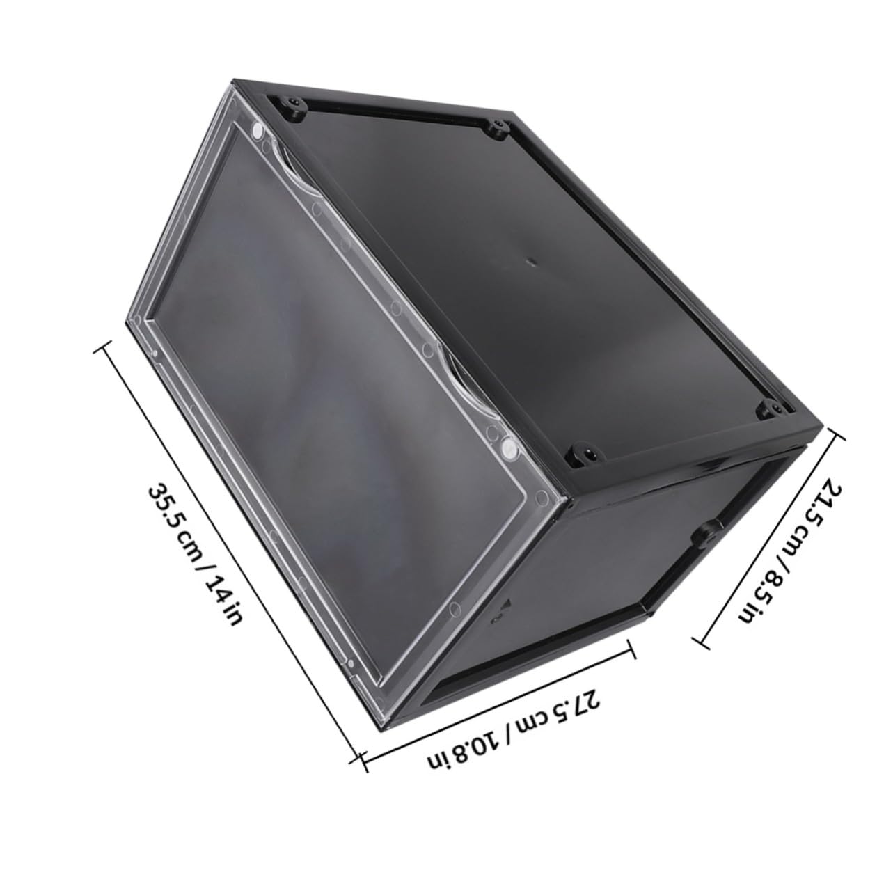 Amosfun Caja de Zapatos Transparente Pp Negra Apertura Lateral Magnética