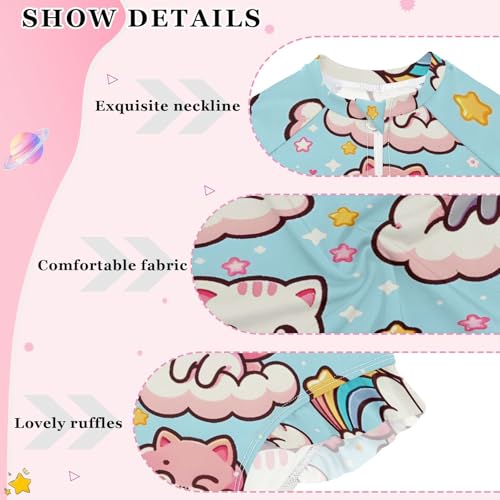 Image of Girls One Piece Swimsuits Long Sleeve Swimsuit Zipper Bathing Suits Swimwear