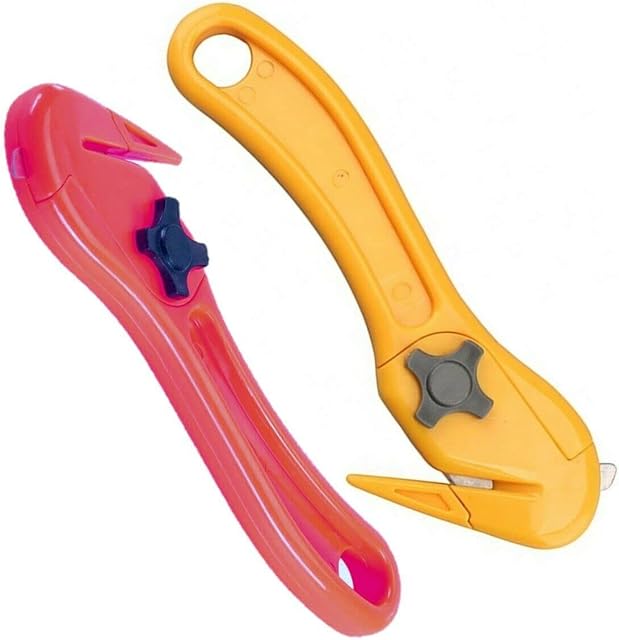 Moving Edge Safety Knife Box Opener Tape Cutter Shrink Wrap Knives (1, Yellow)