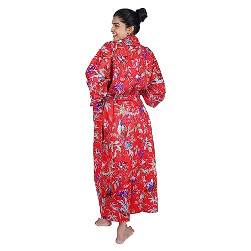 Namaste Trends Cotton Kimono Robe Dressing Gown Bird Print Pattern3