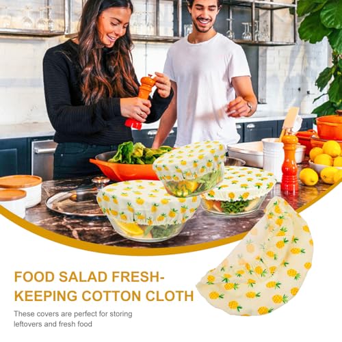 Couvercles de bols réutilisables tissu coton élastique conservation restes aliments - 6