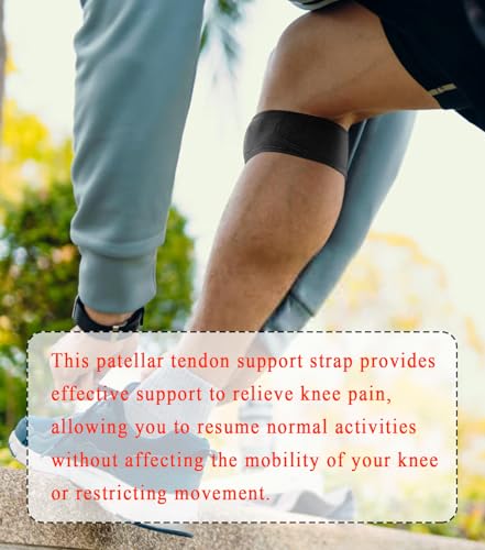 Image of 2 Pack Patellar Tendon Support Strap for Knee Pain Relief, Tendonitis, Patella Knee Brace with EVA Semi-circular Tube, Patella Bands for Basketball, Running, Hiking, Tennis, Squats (Black, Knee(11 inch-15 inch))
