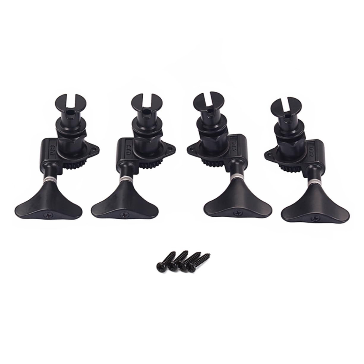 VICASKY Meccaniche per Ukulele Bass Acustico Gc117 in Metallo Nero 4 Pezzi Ferrules e Viti, Accordatori Vintage per Regolazione Precisa delle Corde