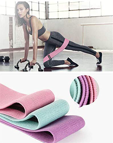 Pink Booty Bands Non Slip Fabric Cloth Resistance Loops for Legs and Butt Heavy Women Hip Glute Exercise Bands Set of 3 with Manual Home Gym Fitness Equipment (Booty-3pcs-Set)