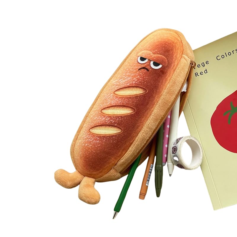 TONGMAN Bread-Shaped Pencil Case - Cute Novelty Bread Pencil Pouch for Pens, Pencils & Coins | Waterproof Durable Stationery Bag | Fun School & Office Supplies for Kids & Adults (Style1)