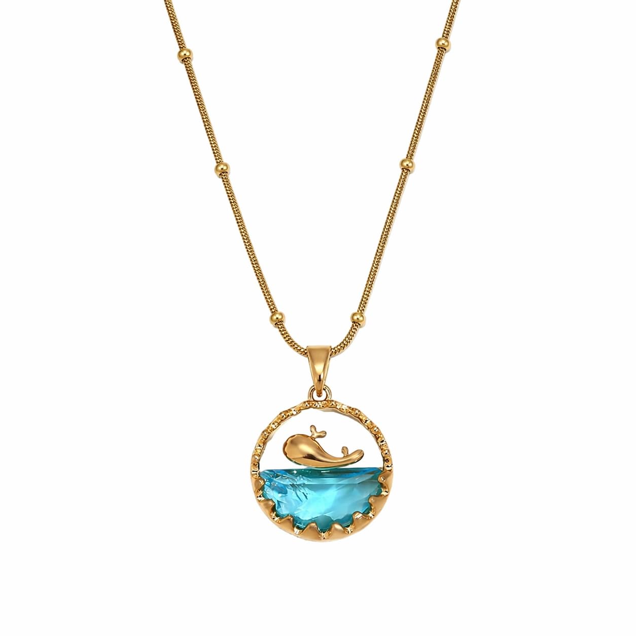 Jinita Beachy Blue Whale Ocean Pendant Necklace for Women | Adjustable Gold Chain, Anti Tarnish, Minimal Jewellery Gift for Girls & Girlfriend-image-46