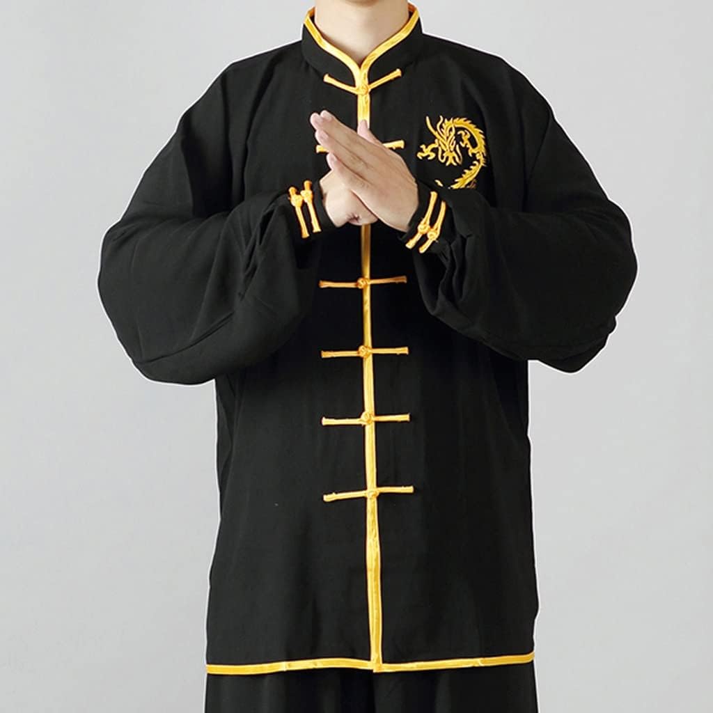 Martial Arts Uniform Kung fu Suit Long-Sleeved Tai Suit Folk Tai Outdoor Morning Exercise(D,XLcode)