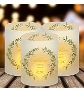 Wentsent 8 Stück Windlicht Tischlicht deko Fisch Eukalyptus, Kommunion, Konfirmation, Taufe, Gebu...