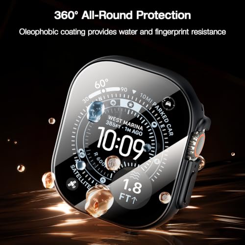 Image of LK Case for Apple Watch Ultra 3 /Ultra 2 /Ultra 49mm with Screen Protector | Touch Sensitive Ultra-Thin Bumper Full Protective Cover Hard PC Case Tempered Glass for iWatch 49mm, Black