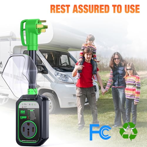 Image of GEARGO 50 Amp RV Surge Protector, 𝟐𝟎𝟐𝟔 𝐍𝐄𝐖 Auto Shutoff IP68 50 Amp RV Surge Protector, High-Energy Protection & Temperature Control, Full Circuit Analyzer for Travel Trailers