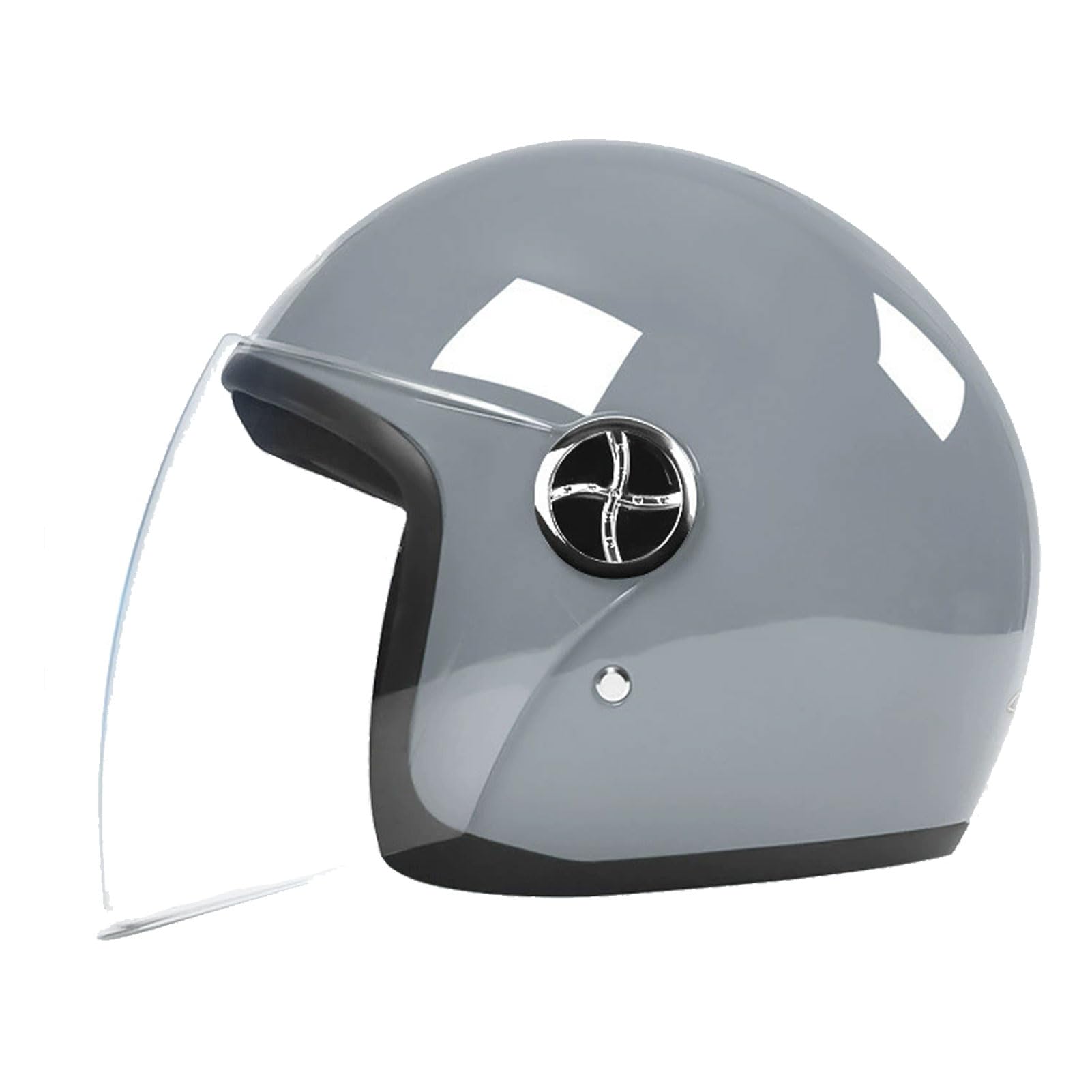 Męski damski motocyklowy kask typu jet half - zabytkowy motocyklowy kask typu half face z daszkiem i klamrą szybkiego zwalniania, otwarty kask baseballowy do cruisera skutera,54-59CM,N