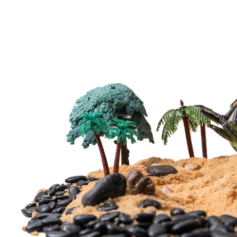 Sensory Bins Jurassic Jungle Dinasour Sensory Safari Toy for Kids | 4 Unique Dinasours | Blisful Taste Safe Kinectic Dirt | Assorted Stones | 10 Assorted Trees for Kid 2