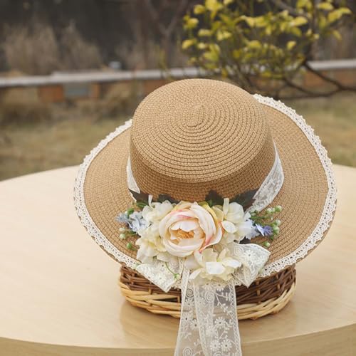 Sombrero Panamá de paja para mujer, plano, para sol y playa miniatura 2