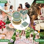 Sage Green Plates and Napkins Party Supplies for Guests Woodland Baby Shower Tableware Include Scalloped Plates Paper Napkin Cup Spoon Fork Knife for Wedding, Birthday - Image 3