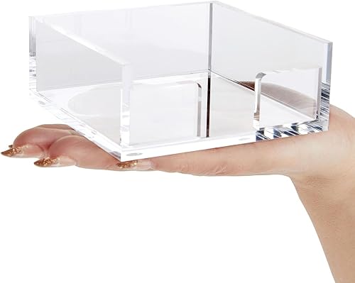 Miniatura 6 de Juvale Soporte para notas adhesivas, acrílico transparente, 3.9 x 3.9 x 1.6 pulgadas, accesorio y organizador de escritorio, dispensador para notas