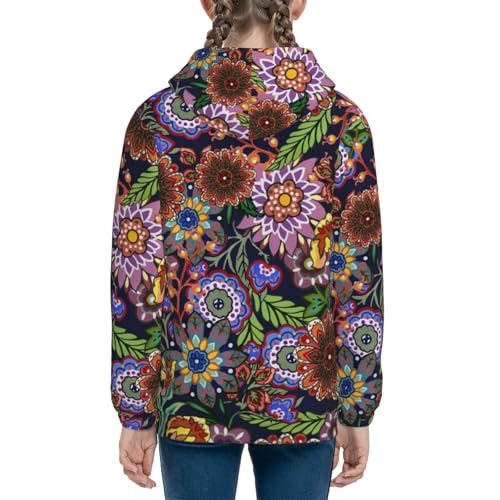 Vintage Floral Kids Pullover Hoodies Boys Sweatshirts Girls Athletic Clothes with Pocket4