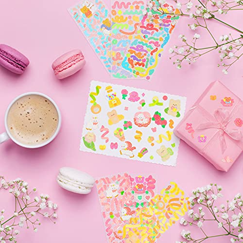 image for Tenare 8 Sheets Colorful Stickers Self-Adhesive Stickers DIY Scrapbook