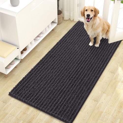 Image of OLANLY Dog Door Mat for Muddy Paws 47x24, Ultra-Absorbent Chenille Mud Mat