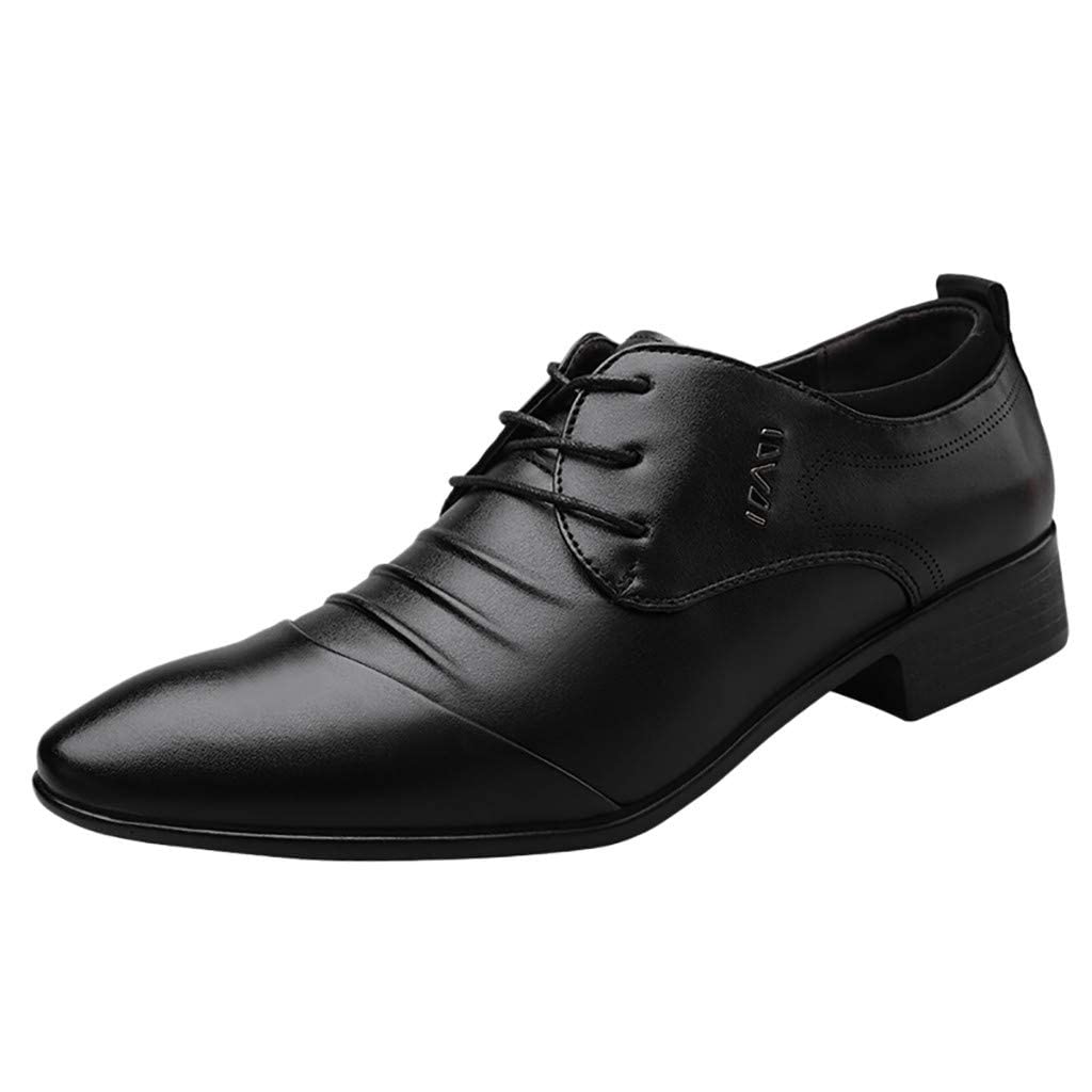 ZHOUYF Mens Dress Shoes Fashion Lace-up Pointed Toe Breathable Leather Formal Shoes Business White Wedding Shoes Classic Casual