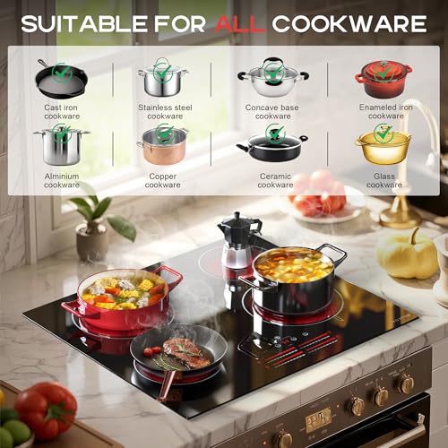 Image of Noxton Electric Cooktop 24 Inch, 4 Burner Radiant Electric Stove Top