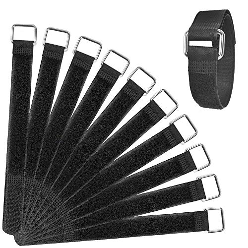 FOGAWA 20pcs Gancho y Bucle Correas Bridas Ajustables Reutilizable Ataduras de Cable Ties Organizador Negro Belcro para Cables Bridas Tela Sujetacables 2 x 40 CM