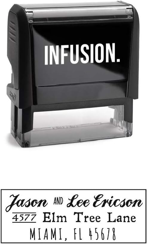 Infusion Personalized Return Address Stamp - 1x2.75 Rectangular Self-Inking Rubber Stamp image 5