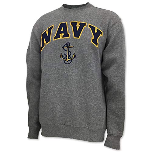United States Navy Anchor Fleece Crewneck, x-Large, Grey