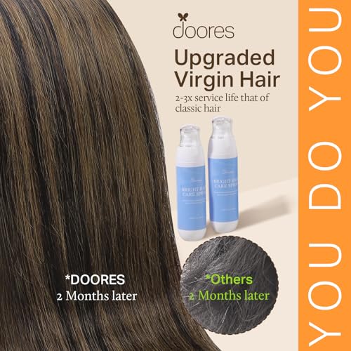 Image of DOORES Clip in Hair Extensions Invisible Edge, Dark Brown to Chestnut Brown 20 Inch 150g 7pcs, Virgin Hair Extensions Straight Natural Weft