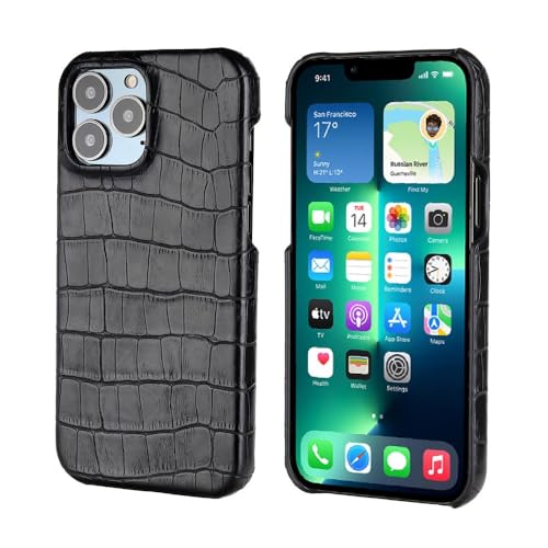 Coque rigide iPhone 16 Pro Max antichoc bleu en cuir crocodile