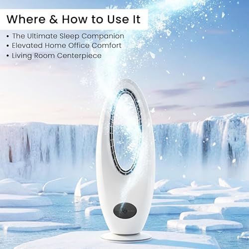 Image of Casa Copenhagen, AeroLoop 28-Inch Bladeless Tower Fan, 3 Speeds, 70 Oscillation, Portable Tower Fan with 9-Hour Timer & LED Display - Ideal for Home, Bedroom, Dorm, or Office