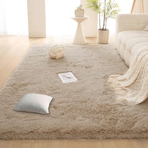 Tapis de salon shaggy antidérapant et facile à nettoyer