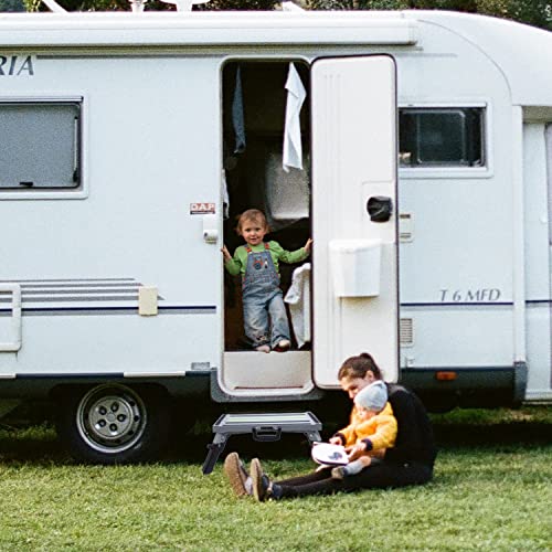 Garfatolrv 19”×14.5” Large Aluminum Rv Steps With Carrying Bag Adjustable Rv Step Stool With Feet Sheaths Rv Step Supports Up To 1500 Lbs #TOP3