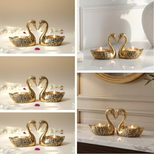 Image of BEHOMA Golden Aluminium Lotus Design Urli Bowl, 12 inch | Lotus-design golden aluminium urli bowl, 12 inch; ideal Navratri, Durga Puja & wedding centerpiece, 2000ml.