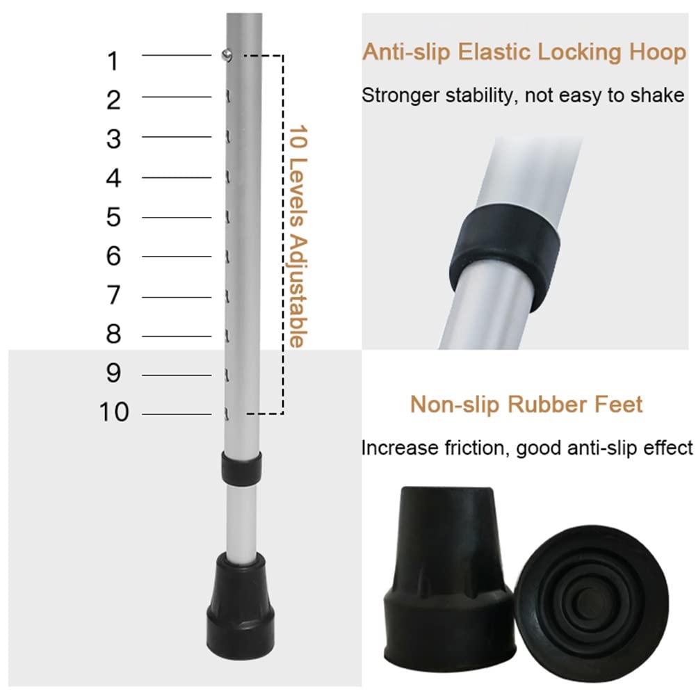 Crutches Muletas para Antebrazo Ajustables(2 Unidades,Puño Abierto),Muletas Ortopédicas de Aluminio Plegables y livianas con Agarres Ergonómicos y Apoyo para el Codo en Forma de U,Soporta Hasta130kg