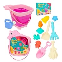 KUKUTrue® Toys for 3 4 5 6 7 Years, Beach Toys, Bucket and Spade Beach Set Kids, Play Sand, Collapsible Bucket and Spade Kids, Gift for Boys Girls Aged 3-7 Years