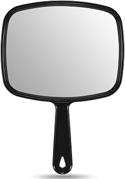 OMIRO 9.3 L x 6.6 W Hand Mirror, All Black Handheld Mirror with Handle