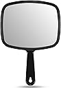 OMIRO 9.3" L x 6.6" W Hand Mirror, All Black Handheld Mirror with Handle