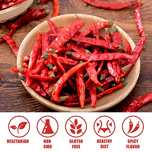Image of Yimi Dried Chiles Peppers, 5.3oz Red Hot Chili, Spicy Hot Heat, Great For Mexican,Thai and Chinese Recipes,like Pozole, Tamales, Hotpot, In Resealable Bags, Super Hot, Ideal Gift for Halloween