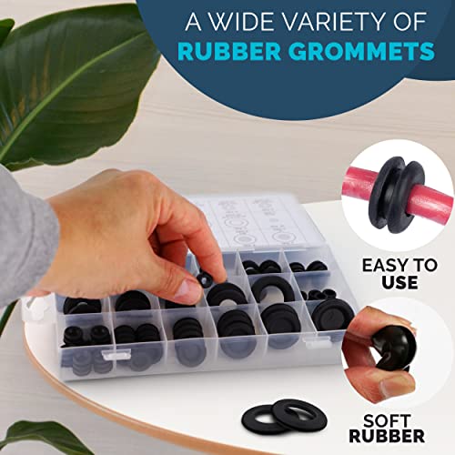 125Pc 18 Sizes Rubber Grommet Kit - Includes Rubber Grommets For Wiring, Rubber Hole Plugs, And Automotive Firewall Grommet (1/4” 5/16” 1/2” 7/32” 3/8” 9/16” 5/16” 5/8” 3/4” 7/8” 15/16” 21/32” 1”) #TOP5