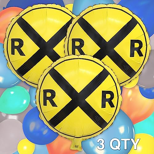 Havercamp Railroad Party Balloons (3 Pcs.)! 3 Round Mylars Are Great For Train Themed Events, Kid's Birthday Party, Train Collectors, Retirement Party, Father's Day, Graduations. #TOP1