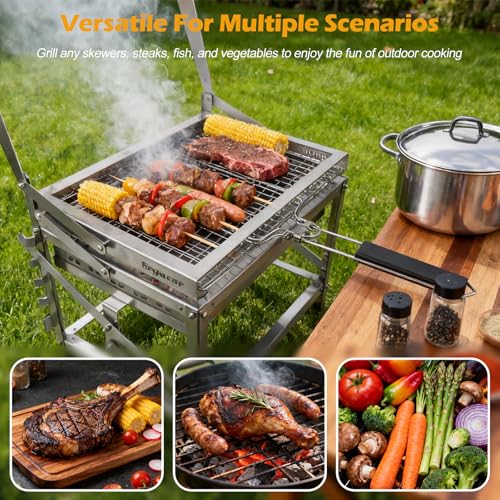 Ergocar Charcoal Grill Outdoor Multi-Function Portable Rotatable Adjustable Height 4-Tier Charcoal Tray Ideal For Outdoor Smoking, Picnics, Camping Barbecues by Ergocar - Image 6