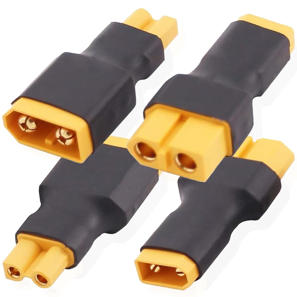 HAAMNING7 XT30 to XT60 Plug Adapter, XT30 Male to XT60 Female Plug & XT30 Female to XT60 Male Plug for RC FPV Drone Car Lipo NiMH Battery Charger ESC (4 Pack)