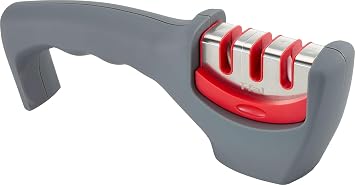 Tefal K25805 "Ingenio Sharpener" Knife Sharpener, Anti-Slip, Easy to Grip, 3 Levels, Gray