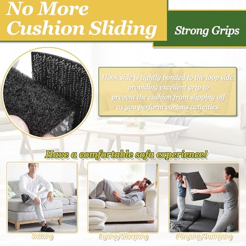 TEUVO 11cm(4.3 in) x 6M(19.7FT) Non-Slip Couch Grips - Keep Cushions from Sliding on Sofa & Furniture - Hook and Loop Tape with Adhesive Cushion Gripper Holders by TEUVO - Image 2