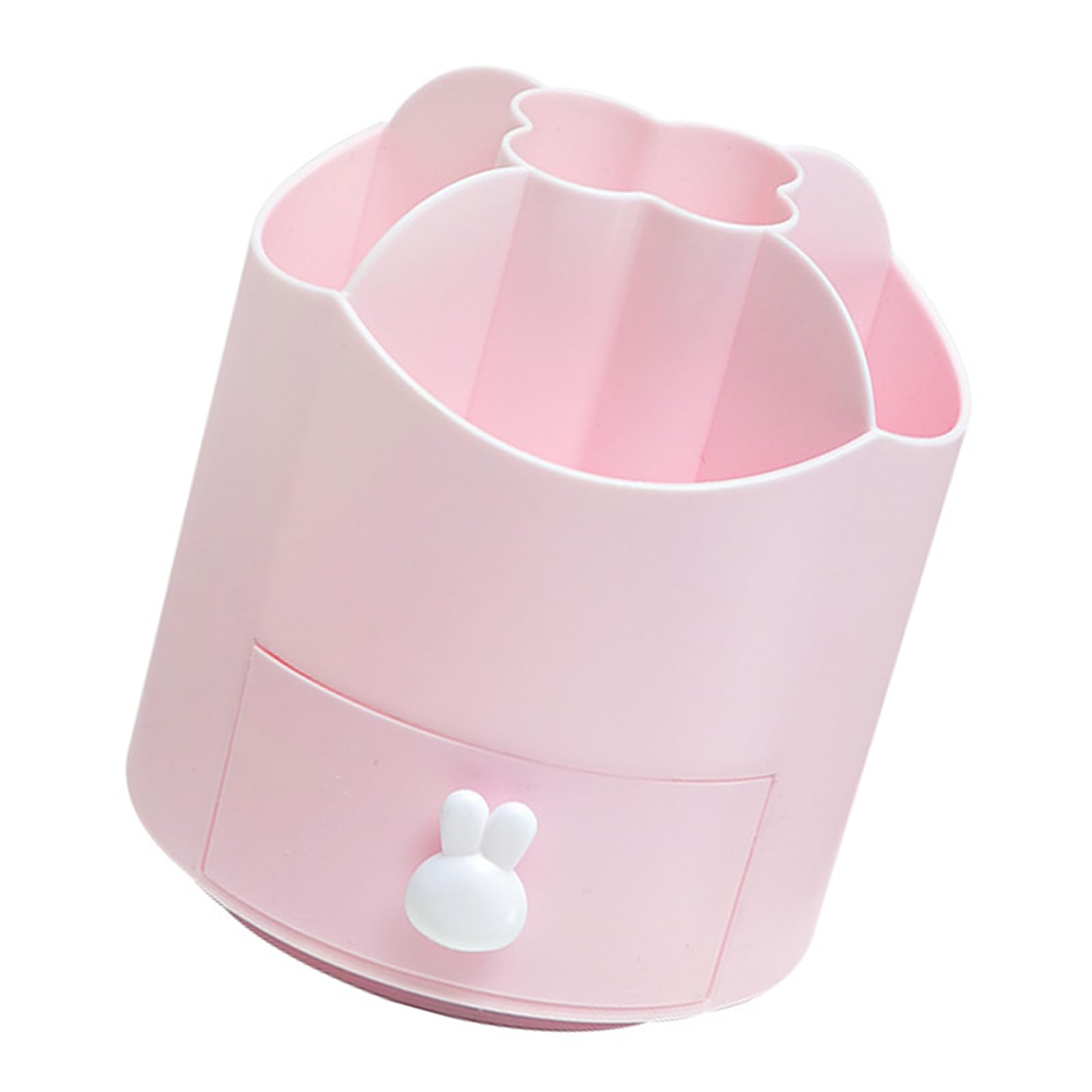 RGYBAO Rotating Desk Organiser Tray 5 Compartments Pen Stand with Drawer for Pencils Marker Paper Clips Makeup Brush Colorful Pencil Cup