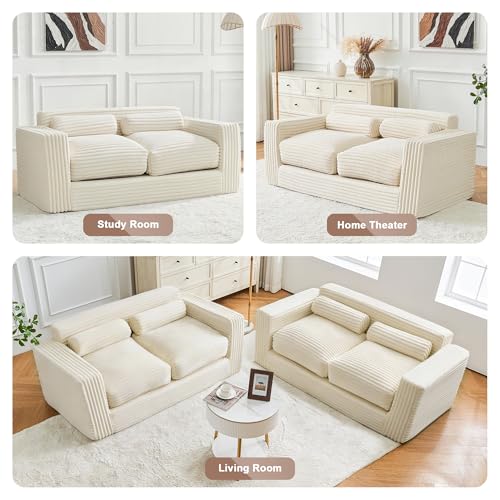 Paxato Bean Bag Chair Couch, Two Seat Giant Bean Bag Sofa for Adults, Boneless Loveseat Floor Sofa Couches for Living Room, Small Couch for Bedroom, Apartment, Office (Beige) - image 8