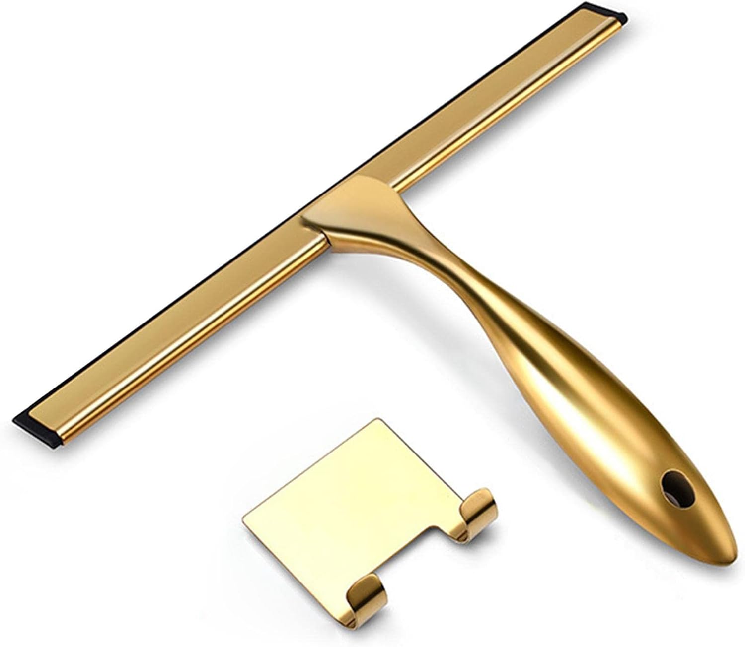 Duschabzieher Edelstahl Gold - Kalkentferner Für Glas, Spiegel & Fliesen Mit Aufbewahrungshaken