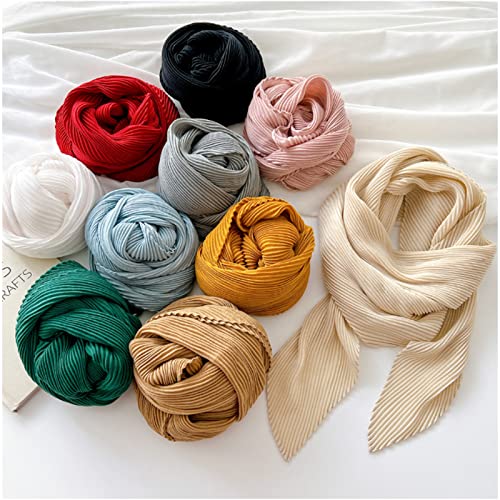 Crinkle Solid Color Cotton Hemp Small Square Scarfs Silk Scarf,Female Four Seasons Thin Wrap Scarf Head Shawl3
