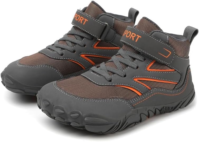Zapatillas Descalzas Niños Zapatos de Trekking Barefoot Minimalistas Ligeras Transpirable Mid Hiking Shoes Unisex,28-37EU